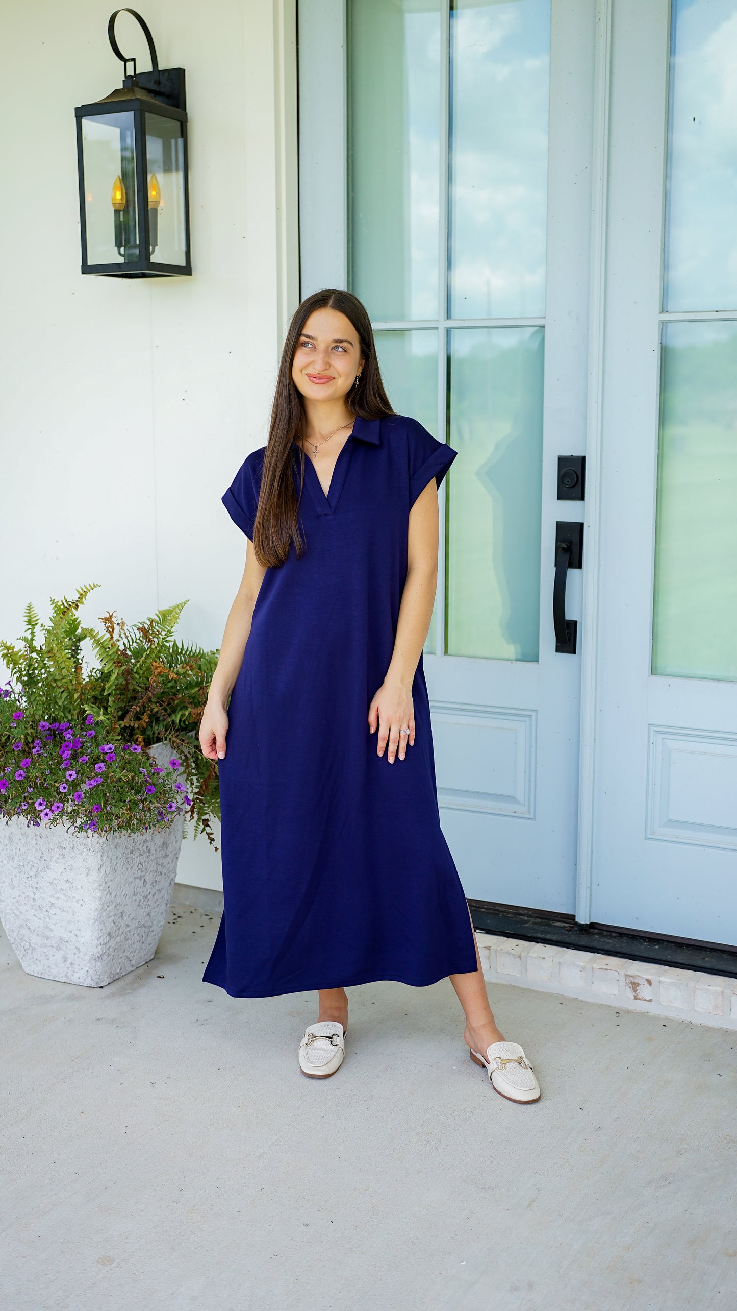 Hustle and Bustle Navy Midi Dress
