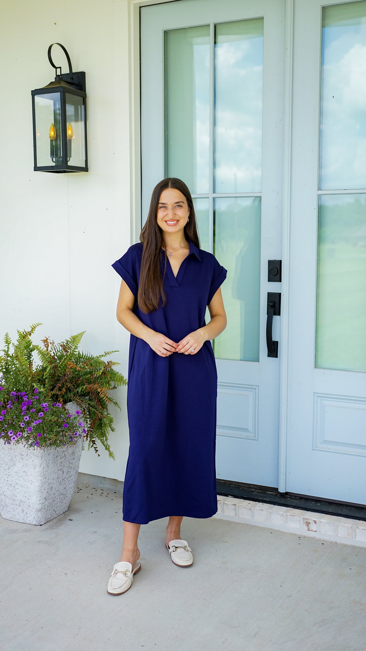 Hustle and Bustle Navy Midi Dress