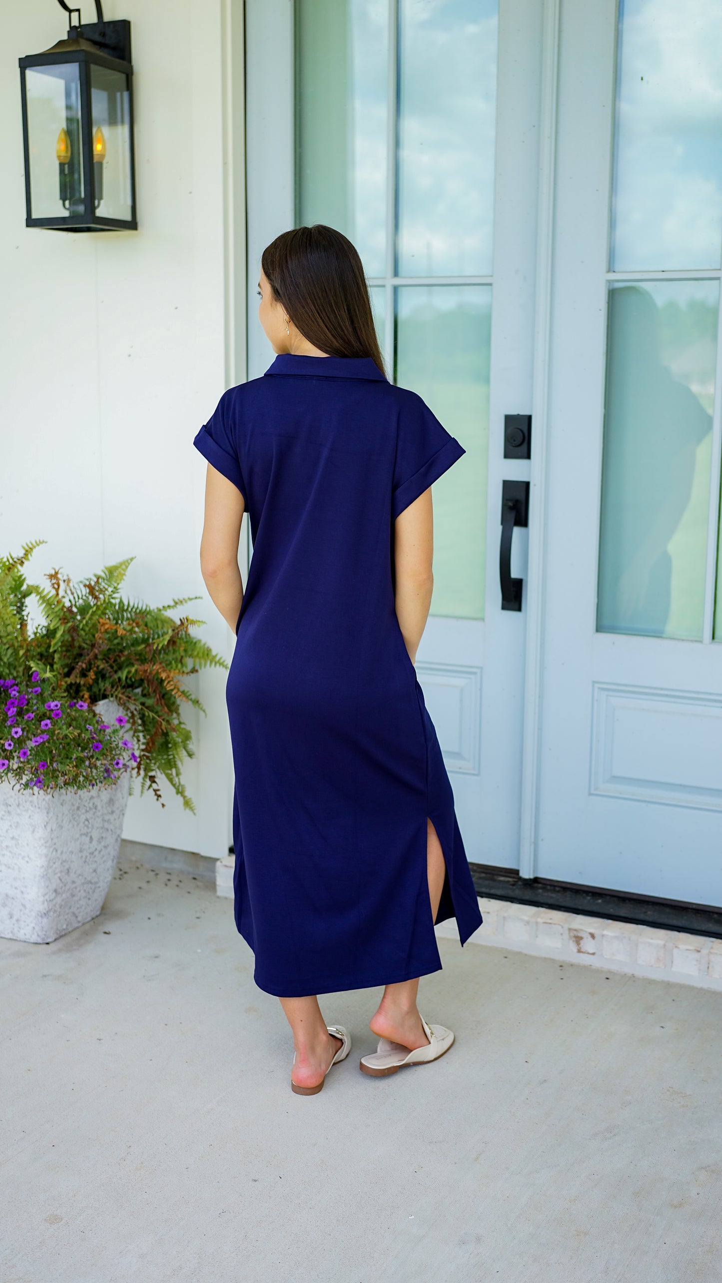 Hustle and Bustle Navy Midi Dress