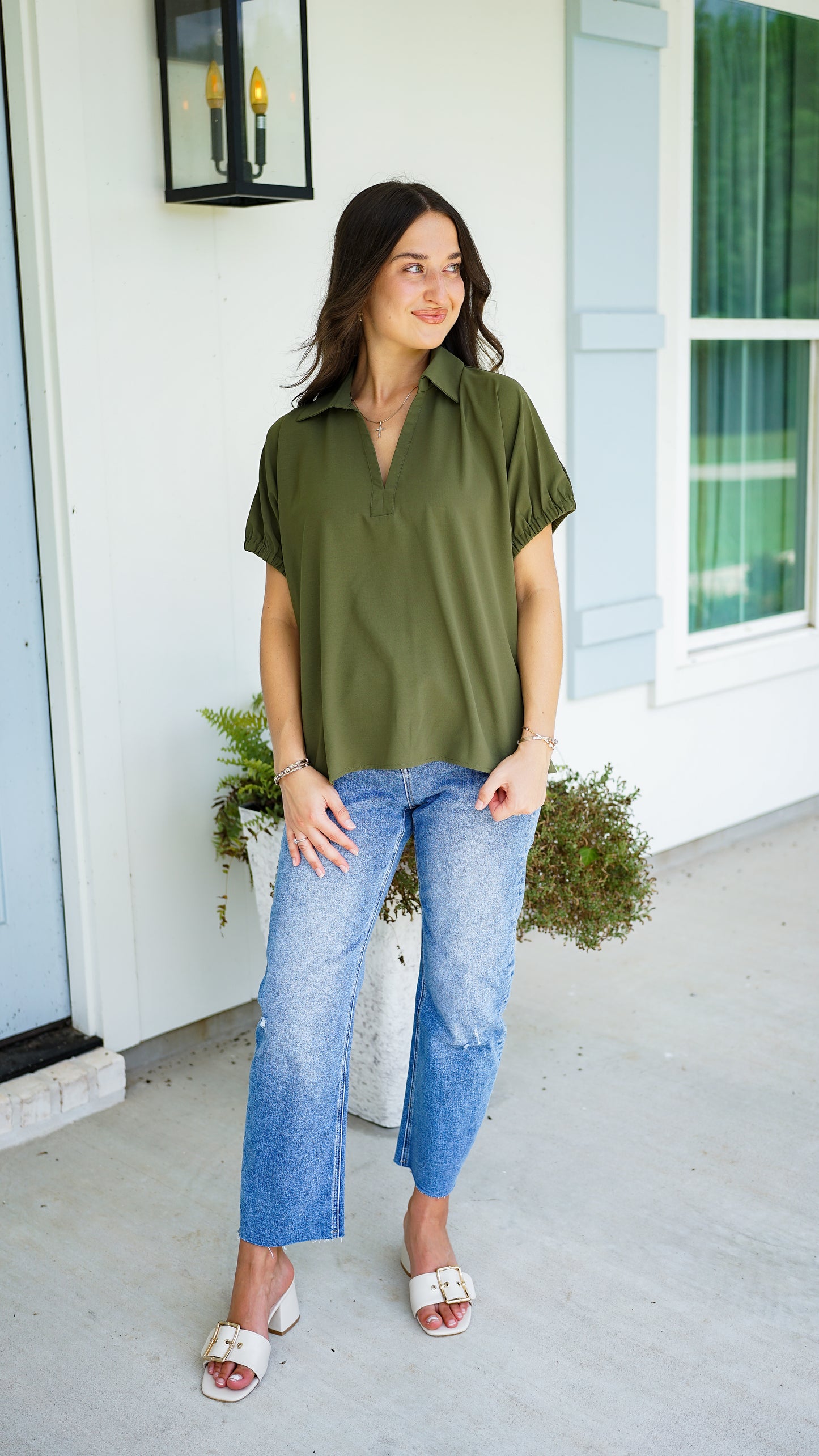 Simple and Sweet Olive Top
