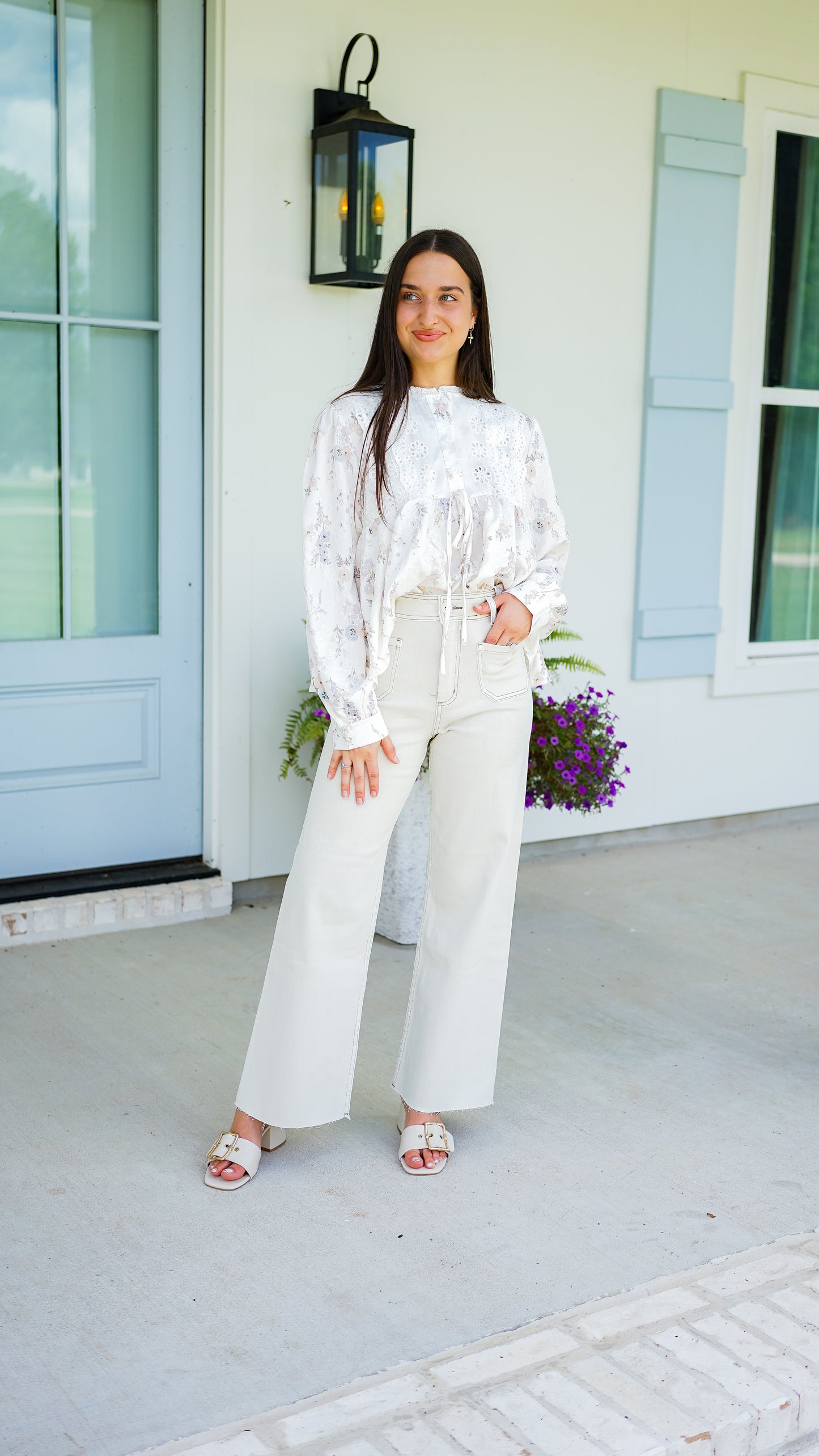Never Better Beige Stitched Pants