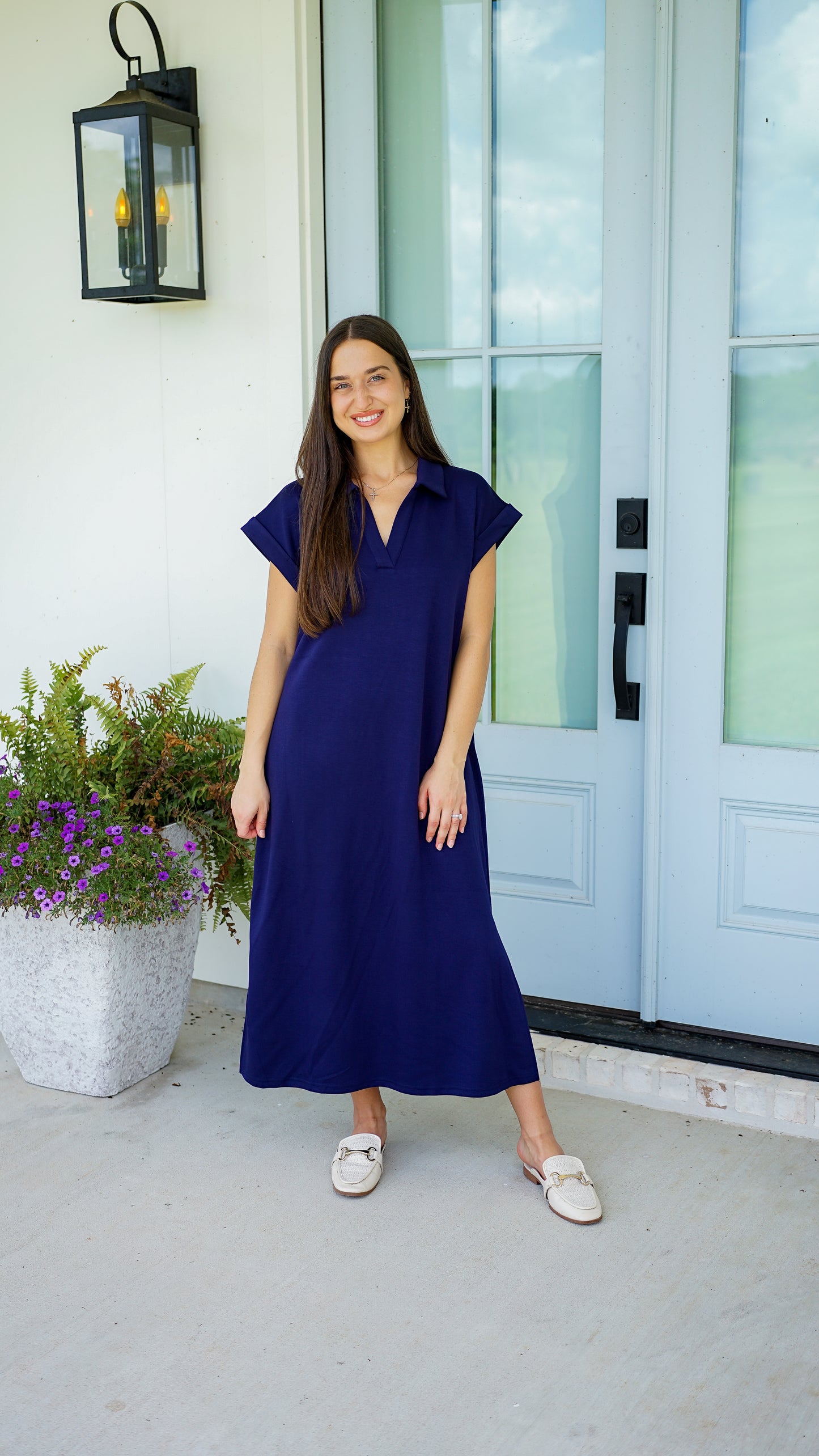 Hustle and Bustle Navy Midi Dress