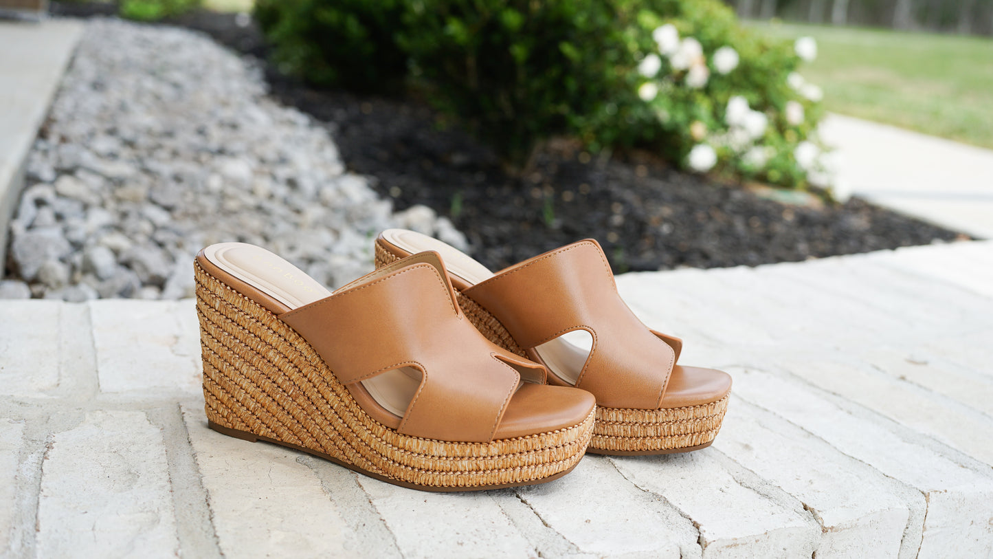 New Beginnings Tan Wedges