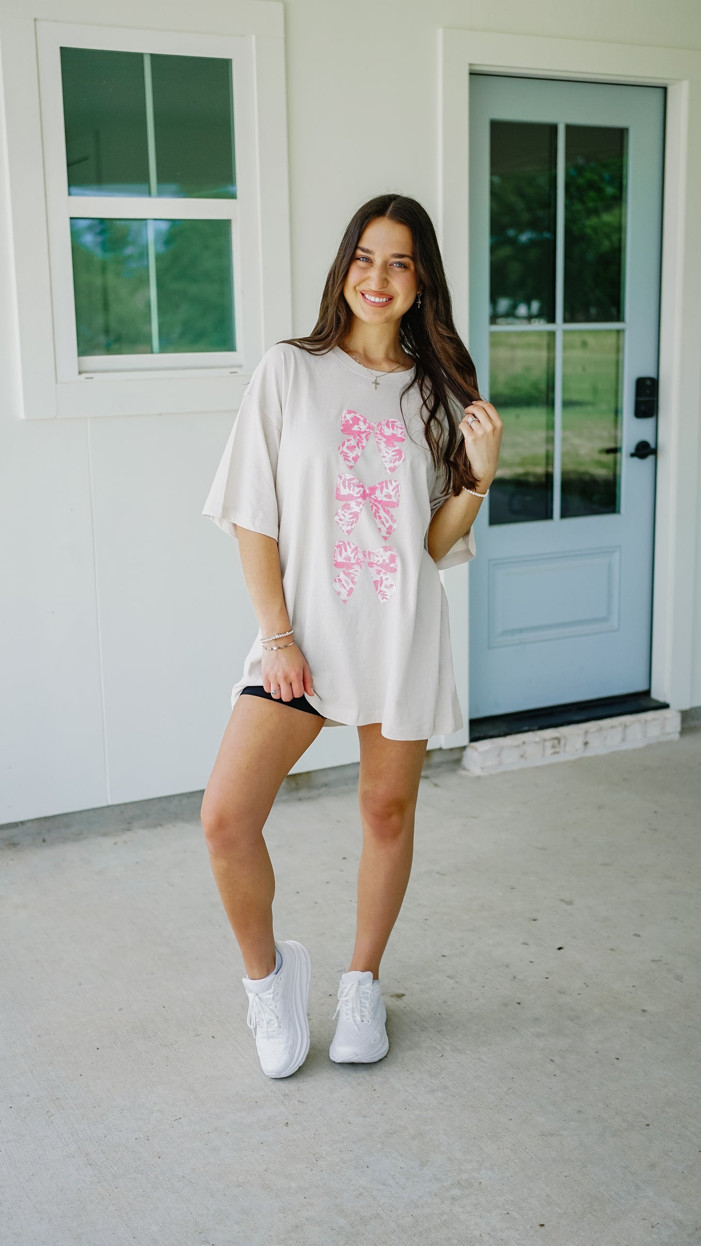Coquette Pink Bow Oversized Tee