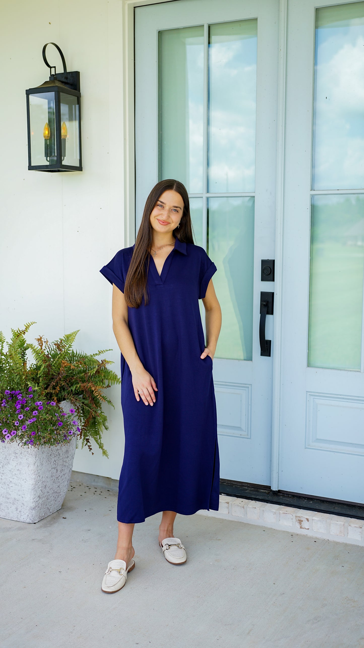 Hustle and Bustle Navy Midi Dress