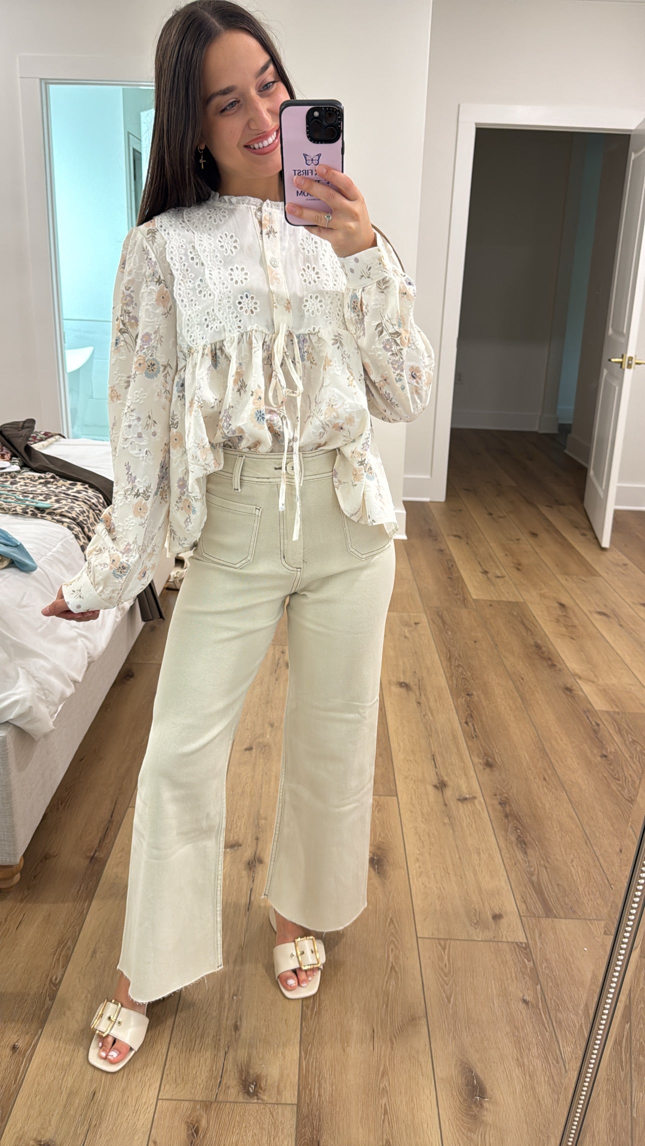 Never Better Beige Stitched Pants