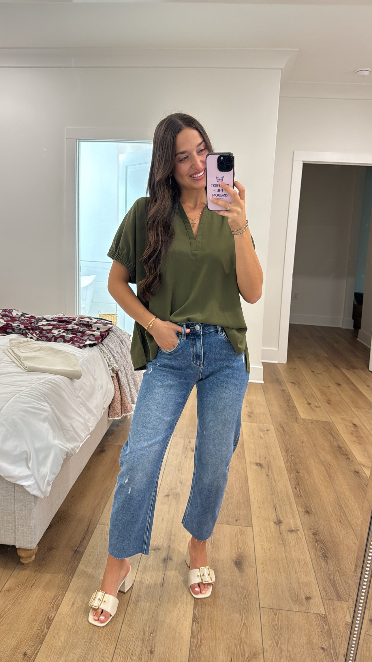 Simple and Sweet Olive Top