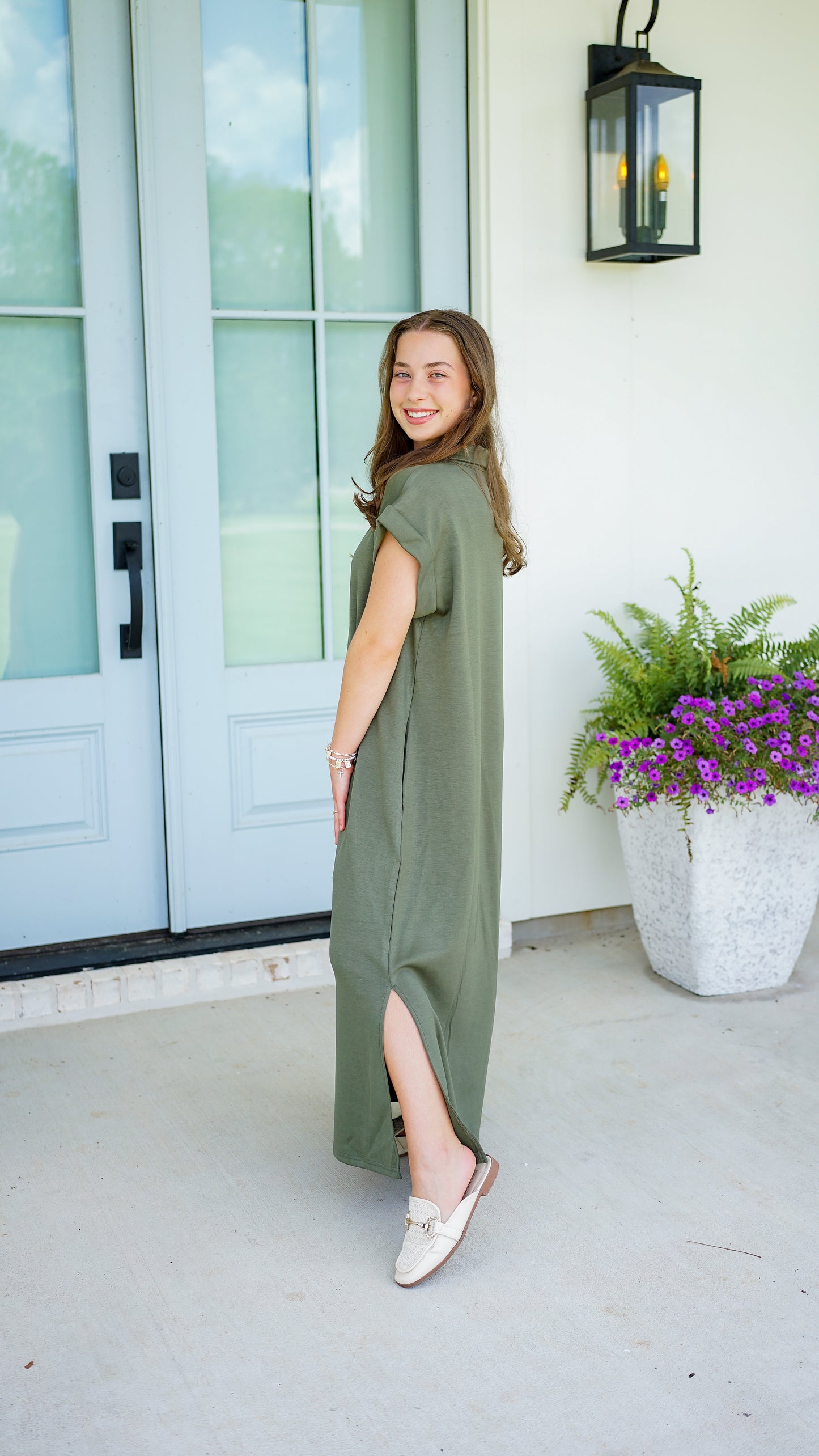 Hustle and Bustle Olive Midi Dress