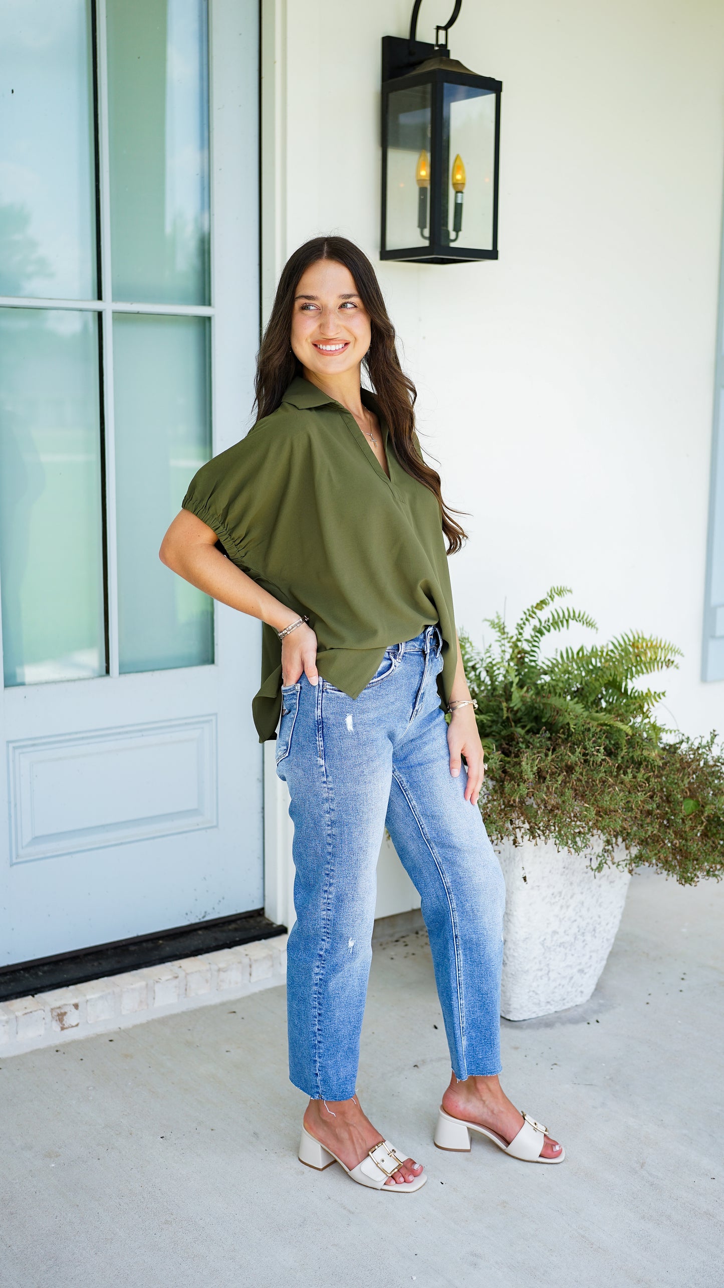 Simple and Sweet Olive Top