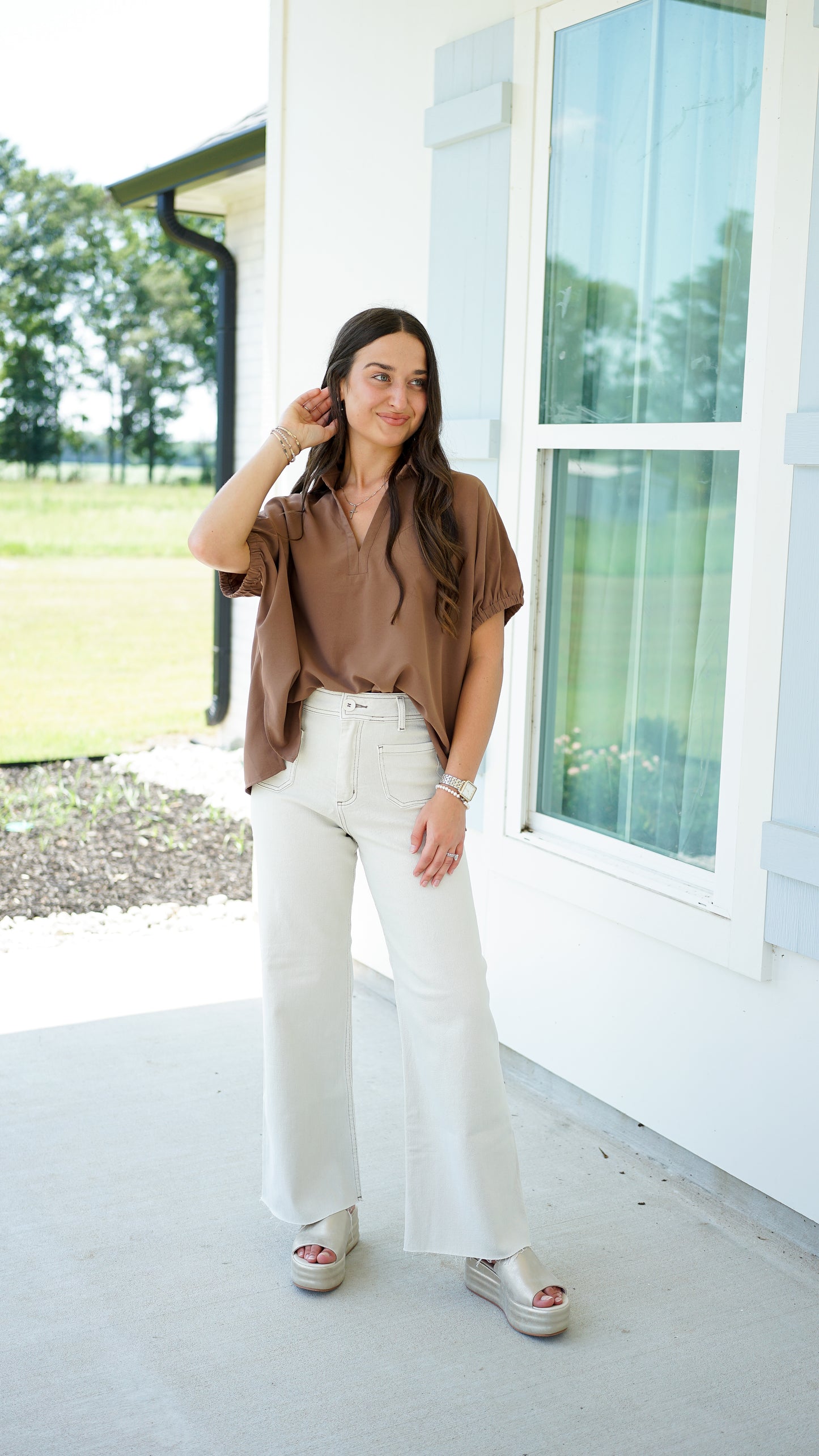 Simple and Sweet Brown Top