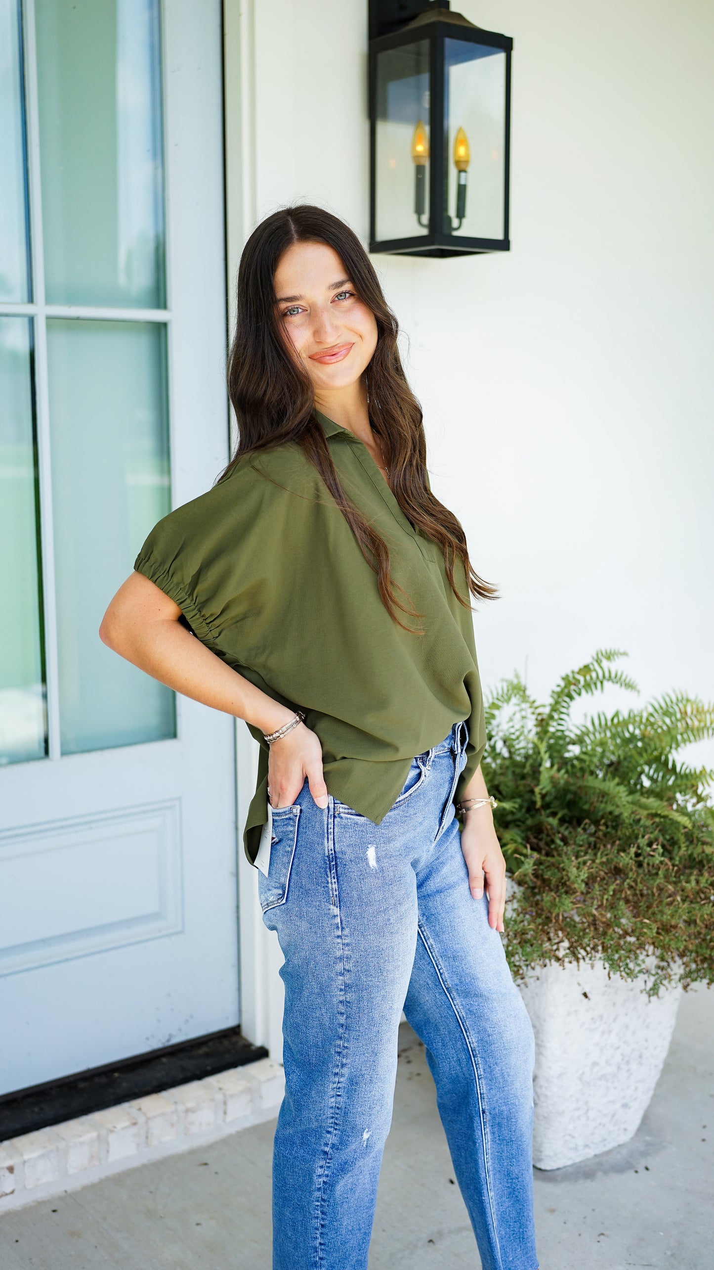 Simple and Sweet Olive Top