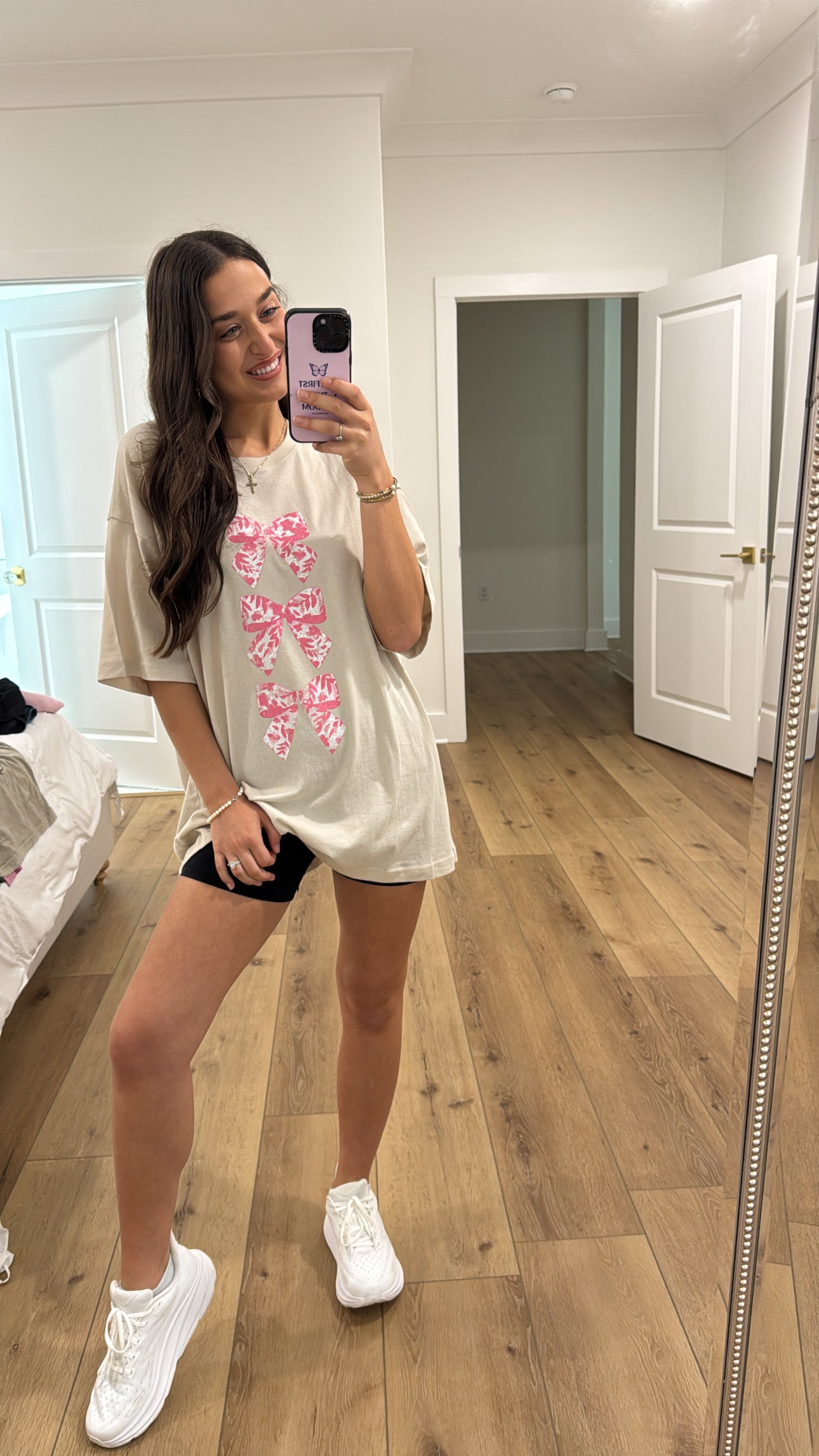 Coquette Pink Bow Oversized Tee
