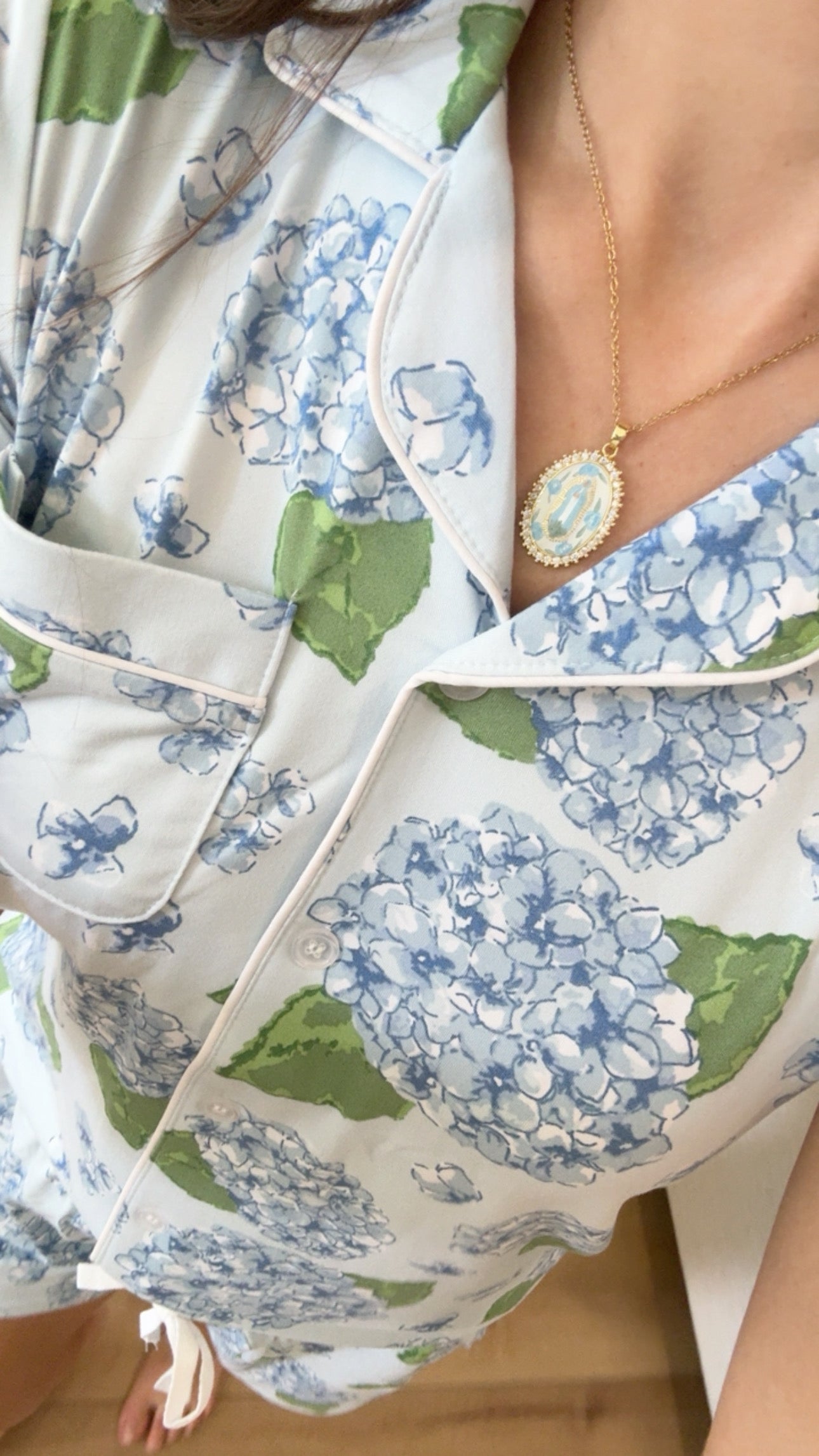 Mary Light Blue Floral Necklace