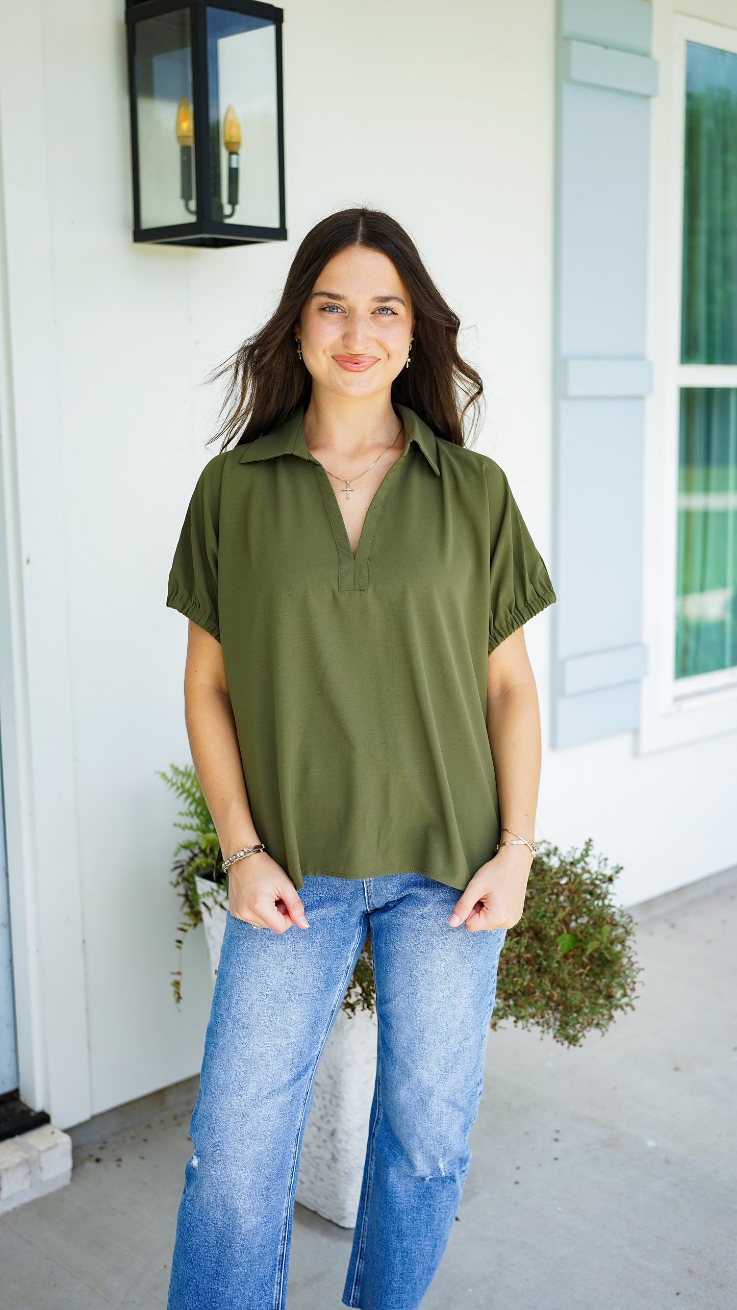 Simple and Sweet Olive Top