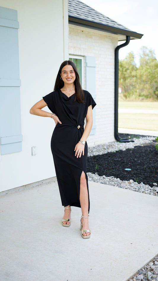 Rejoice In Him Black Dress