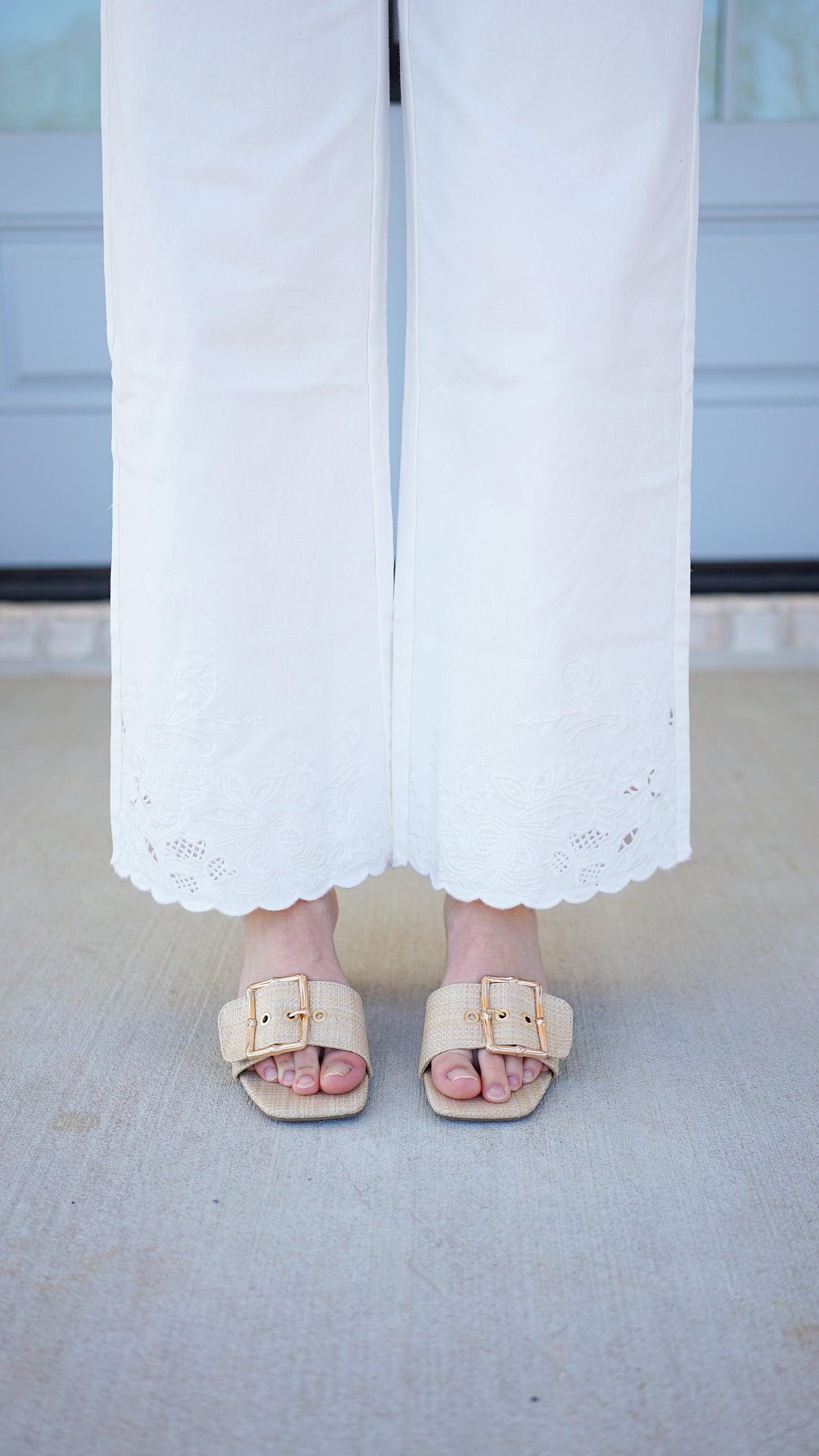 Effortless In Eyelet White Pants