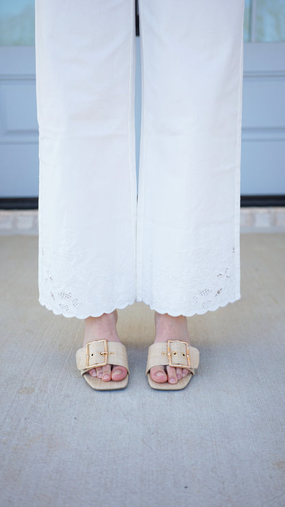 Effortless In Eyelet White Pants