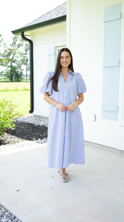 Rely On The Lord Blue Stripe Midi