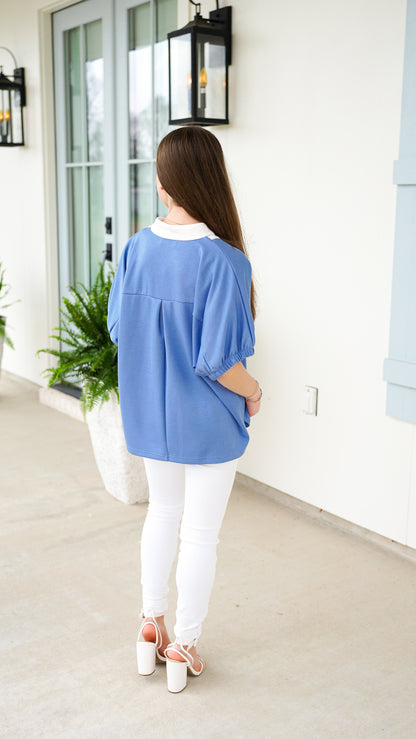 Style and Simplicity Blue Top