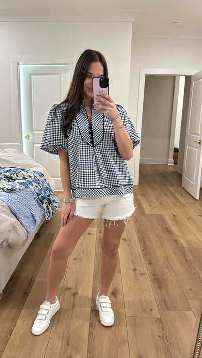 Gorgeous Gingham Navy Top