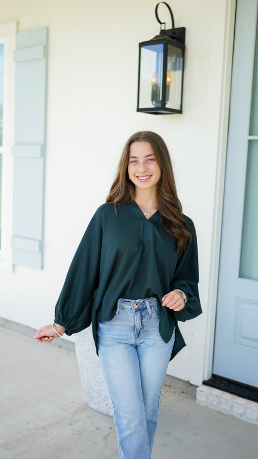 Give It To God Hunter Green Top