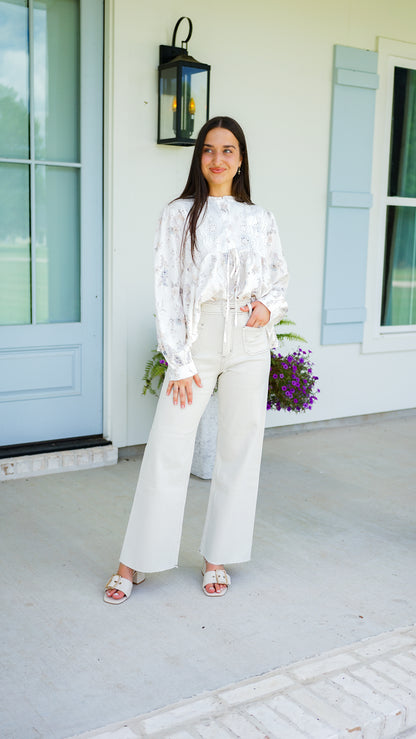Never Better Beige Stitched Pants