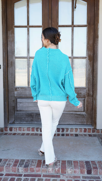 Snuggly Days Teal Sweater