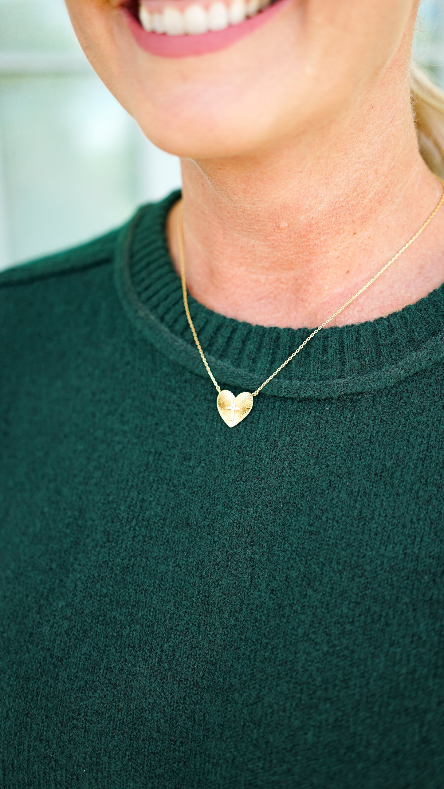 Gold Heart Cross Necklace