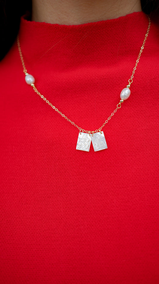 Double Pearl Scapular Necklace