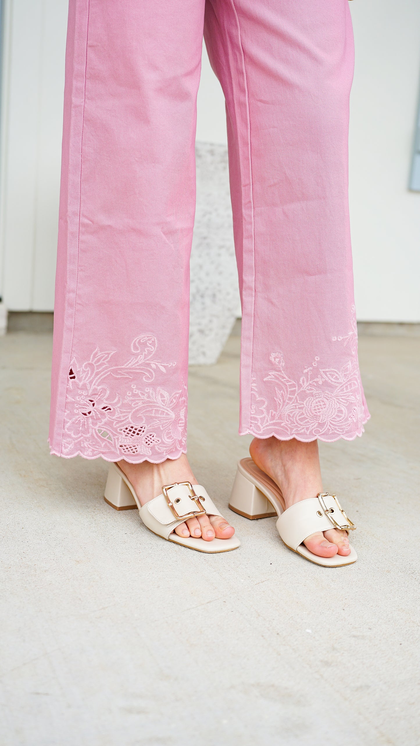 Effortless In Eyelet Pink Pants