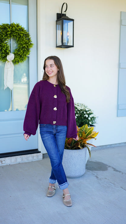 Love at First Sight Eggplant Cardigan