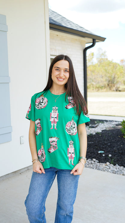 Vintage Christmas Sequin Top