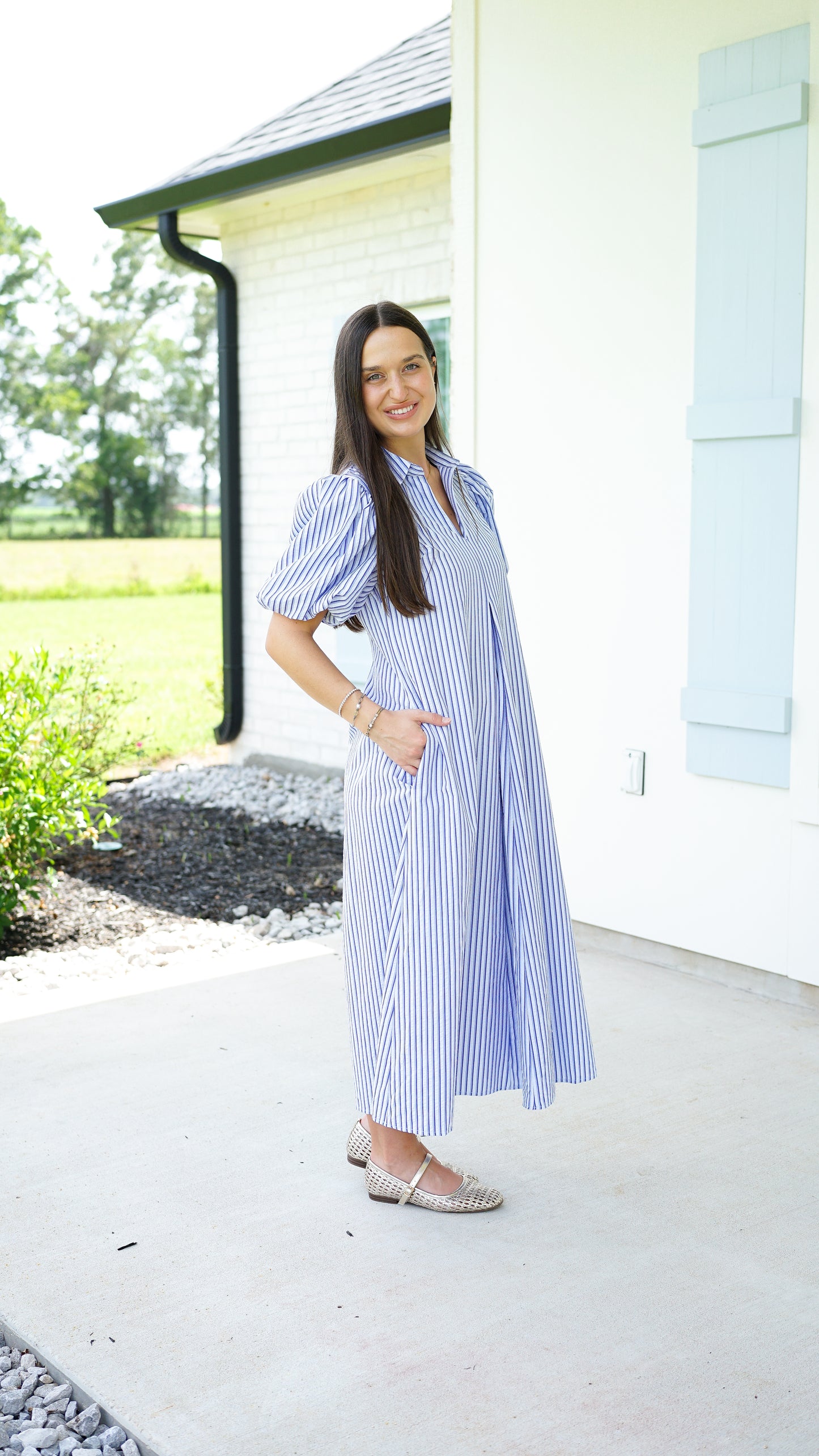 Rely On The Lord Blue Stripe Midi