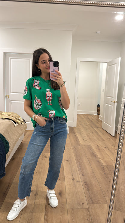 Vintage Christmas Sequin Top