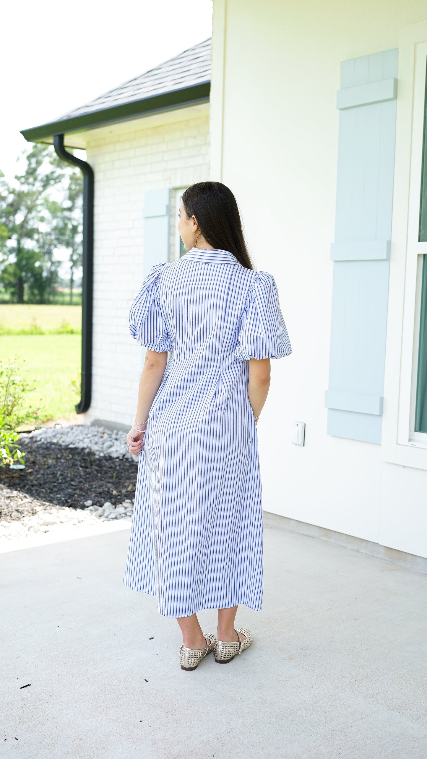 Rely On The Lord Blue Stripe Midi