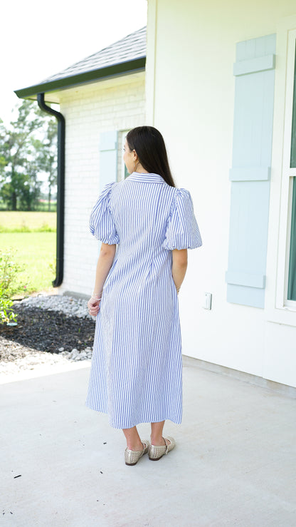 Rely On The Lord Blue Stripe Midi