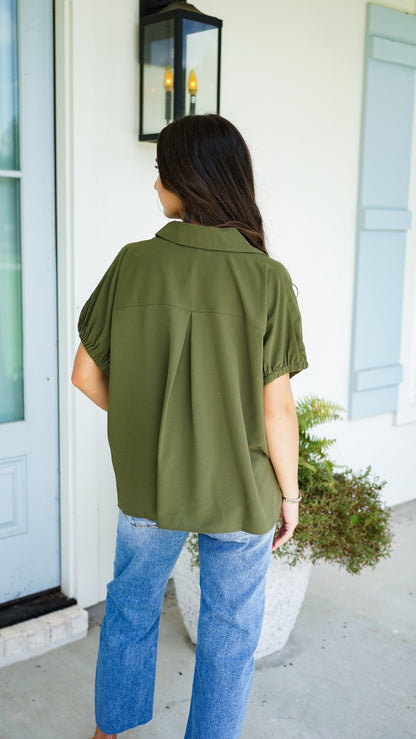 Simple and Sweet Olive Top