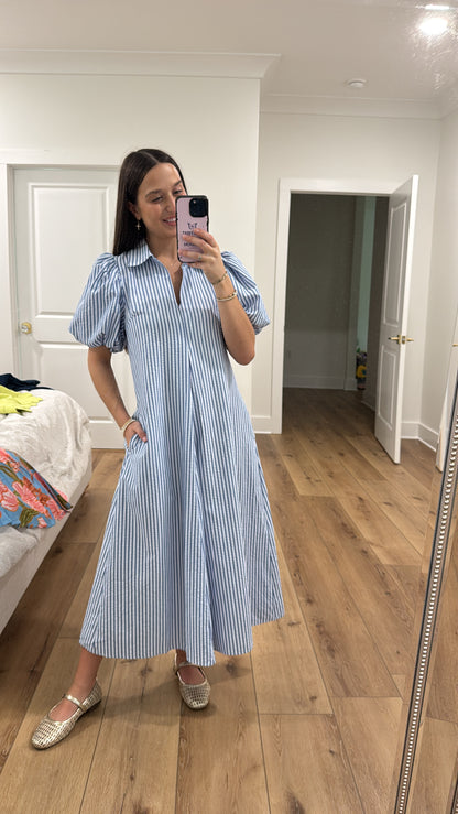 Rely On The Lord Blue Stripe Midi