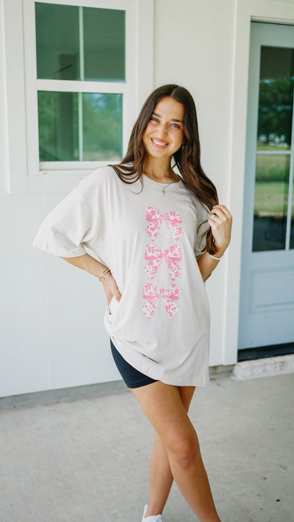 Coquette Pink Bow Oversized Tee