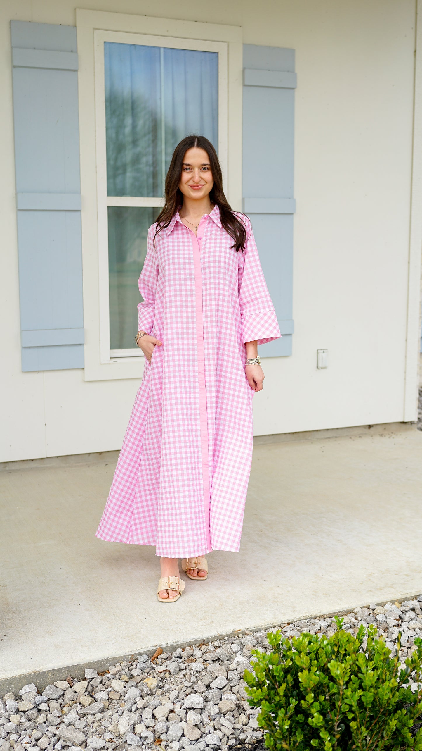 Grateful In Gingham Midi Dress