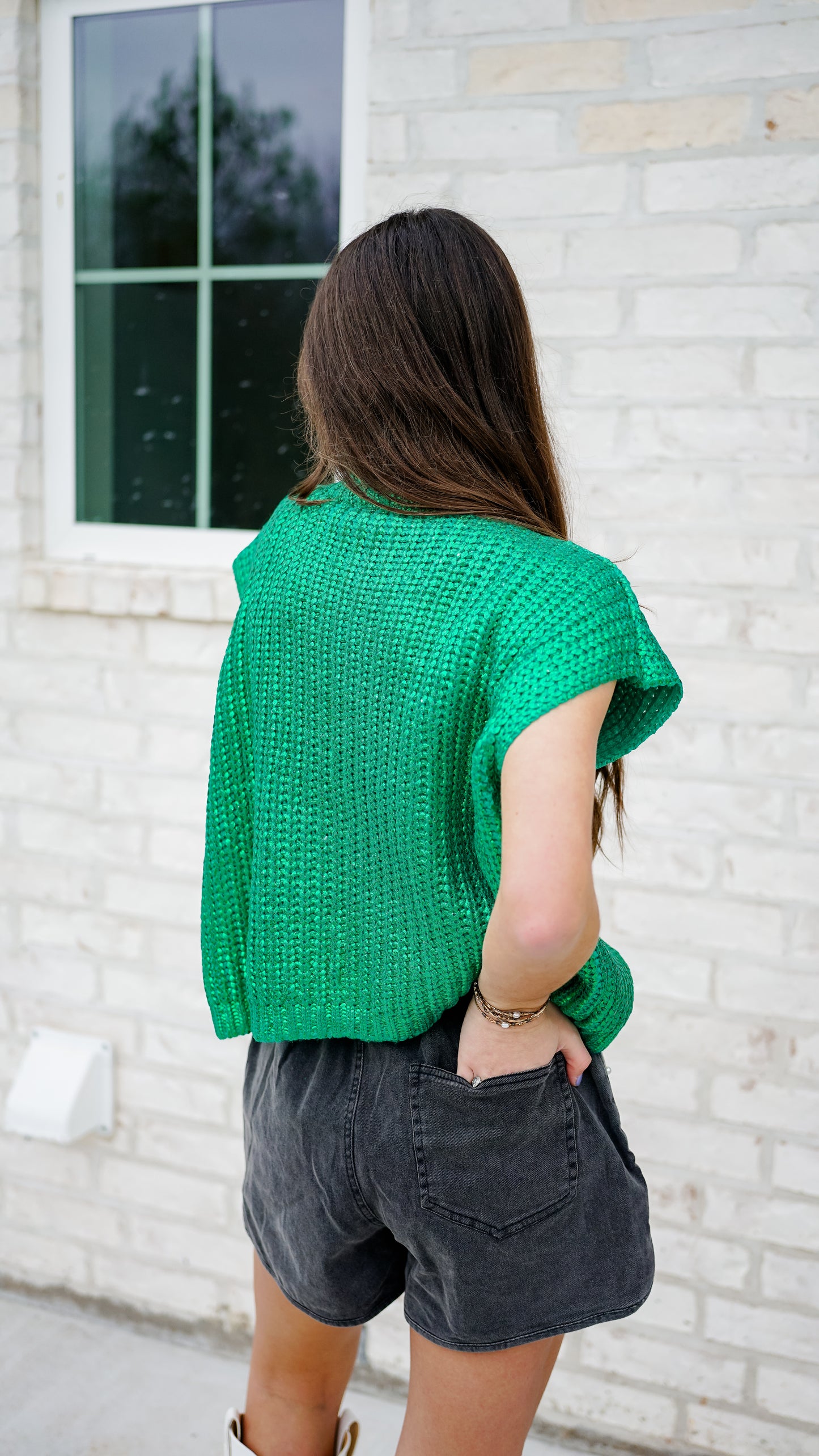 Shimmy In Shimmer Green Top