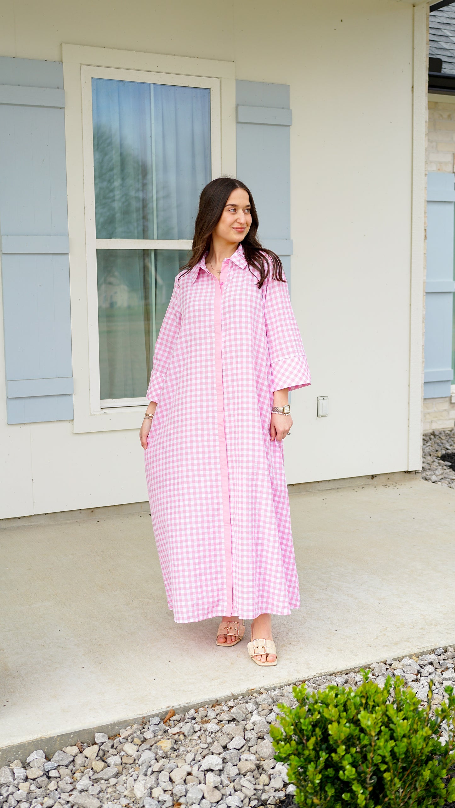 Grateful In Gingham Midi Dress