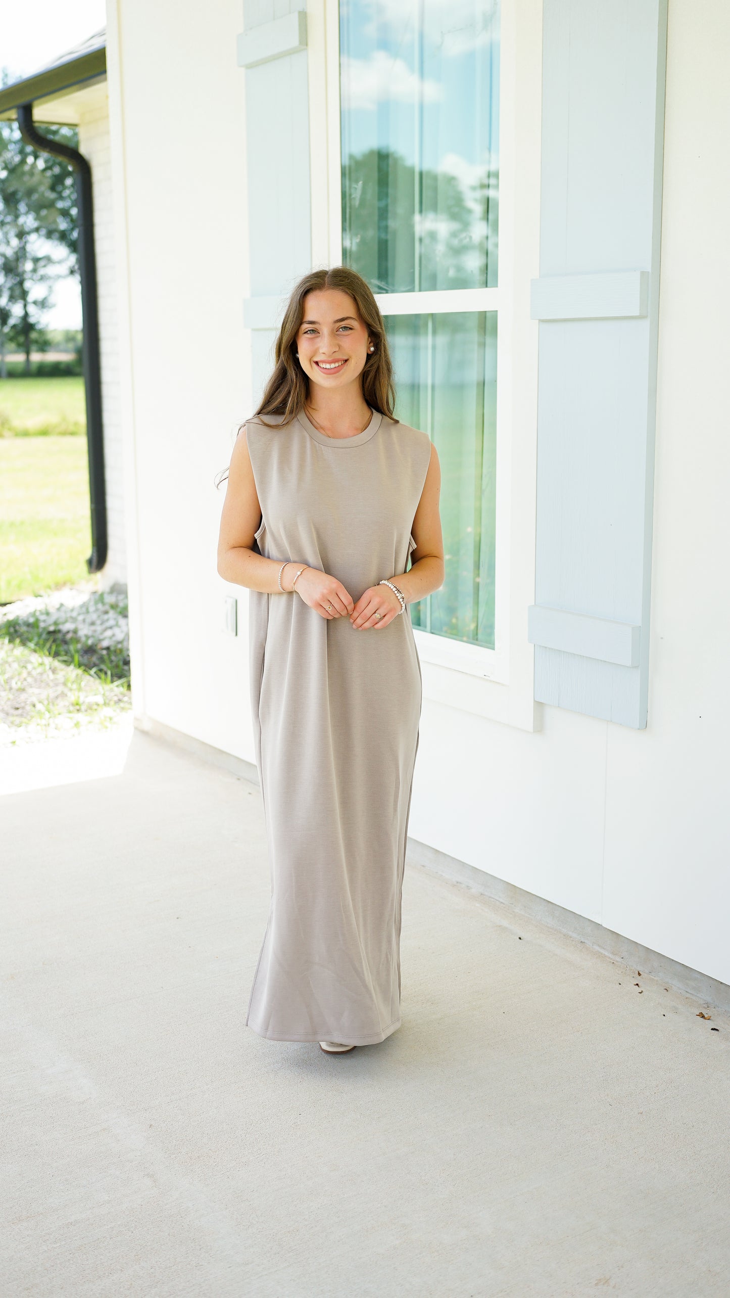 Too Good In Taupe Midi Dress