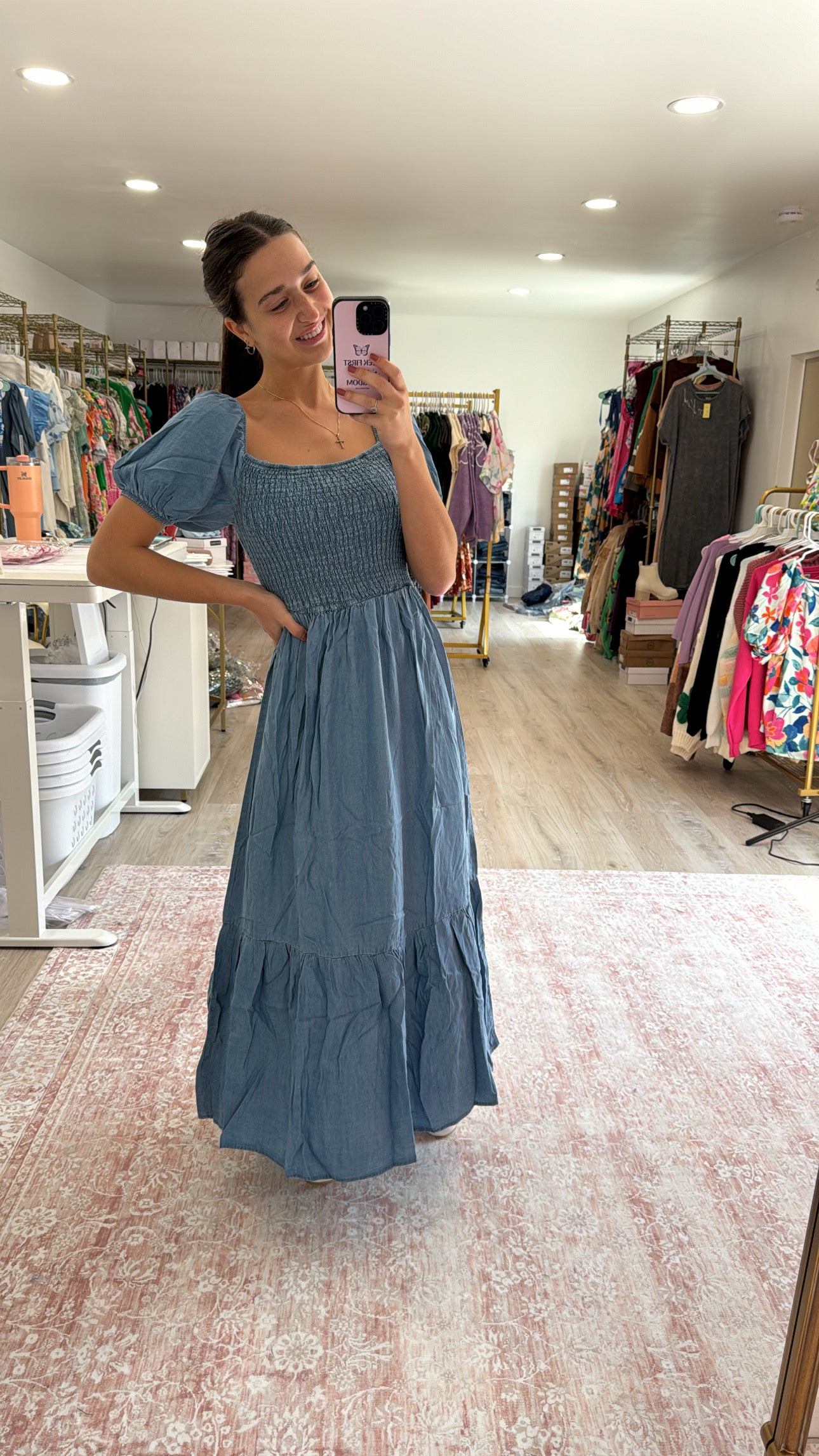 Denim Twirl Midi Dress