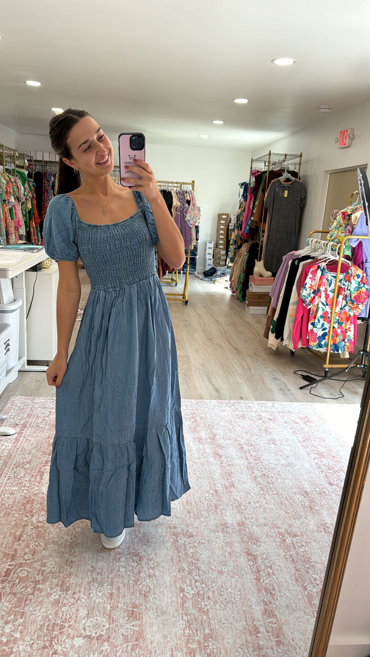 Denim Twirl Midi Dress