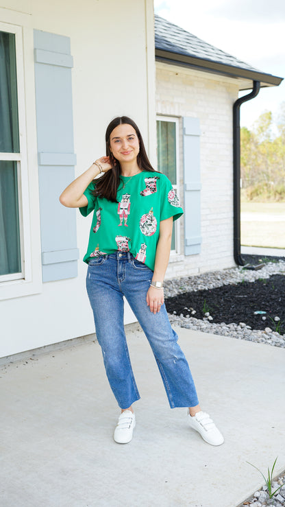 Vintage Christmas Sequin Top