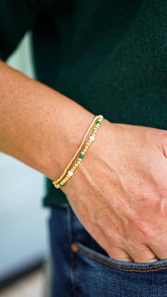 Emerald and Gold Beaded Bracelet
