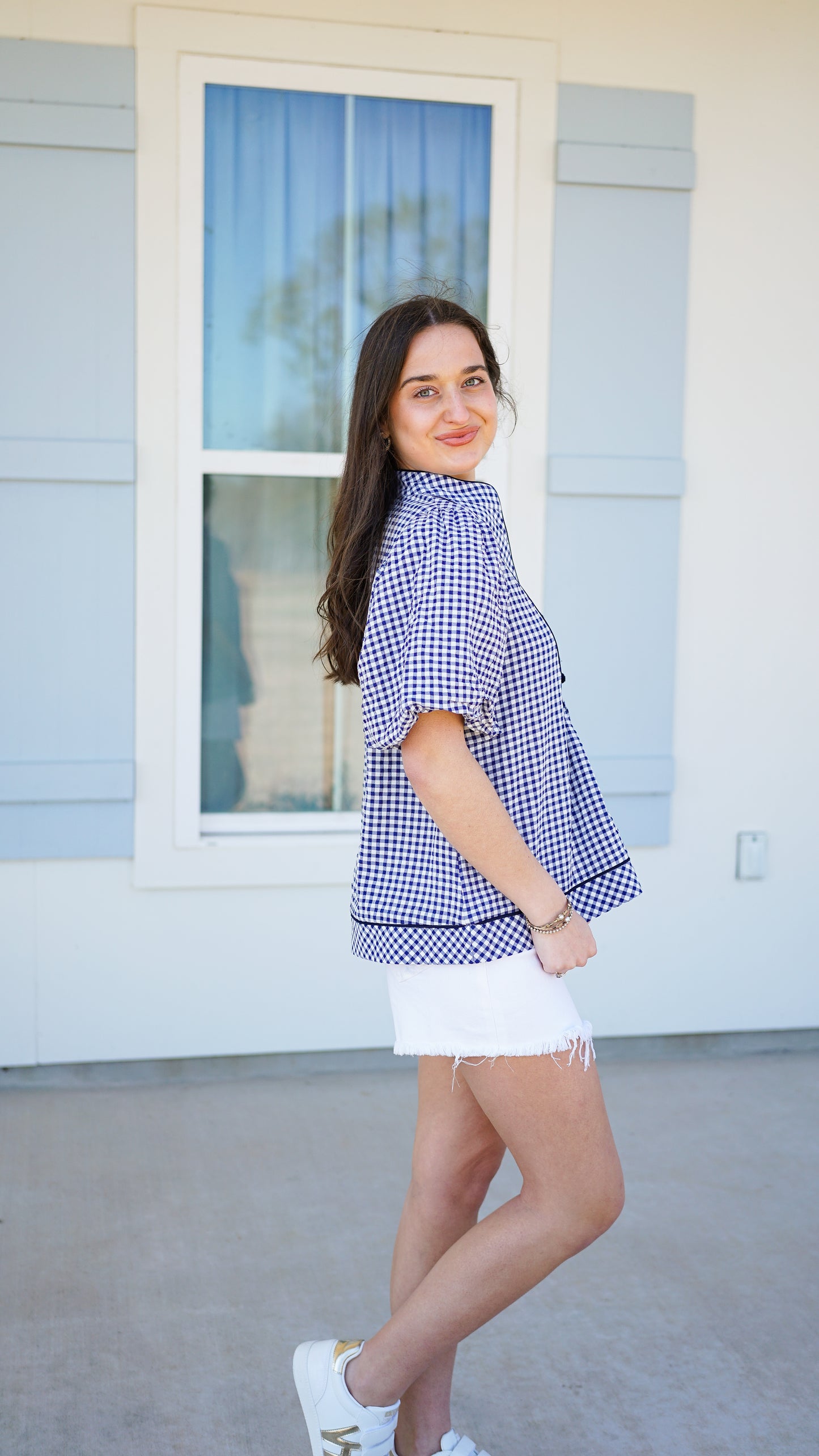 Gorgeous Gingham Navy Top