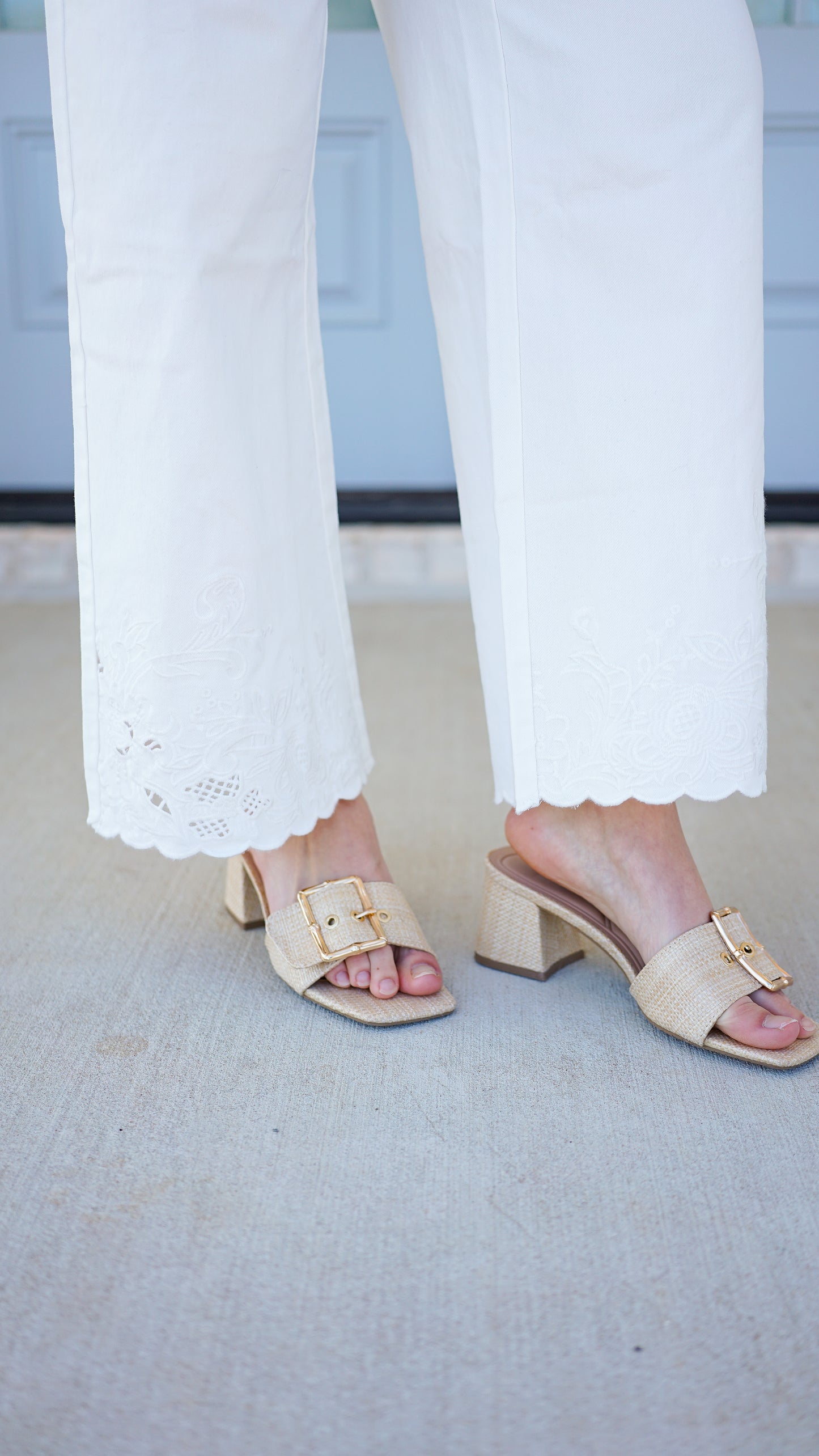 Effortless In Eyelet White Pants
