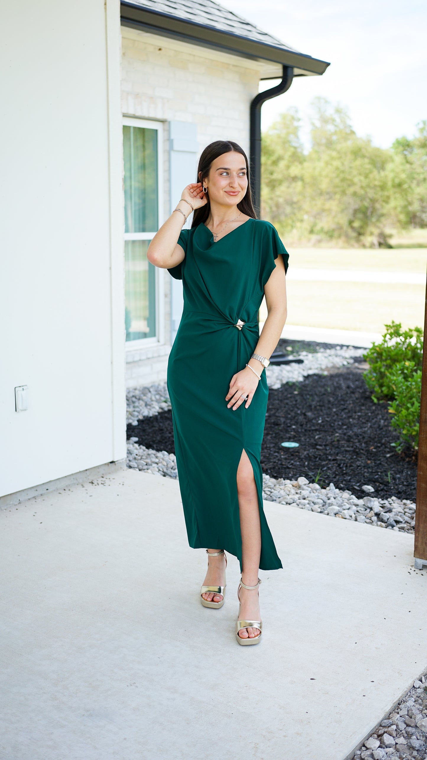 Rejoice In Him Emerald Dress